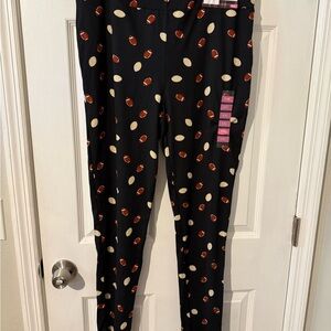 Black Football Print Womens Leggings sporty comfy